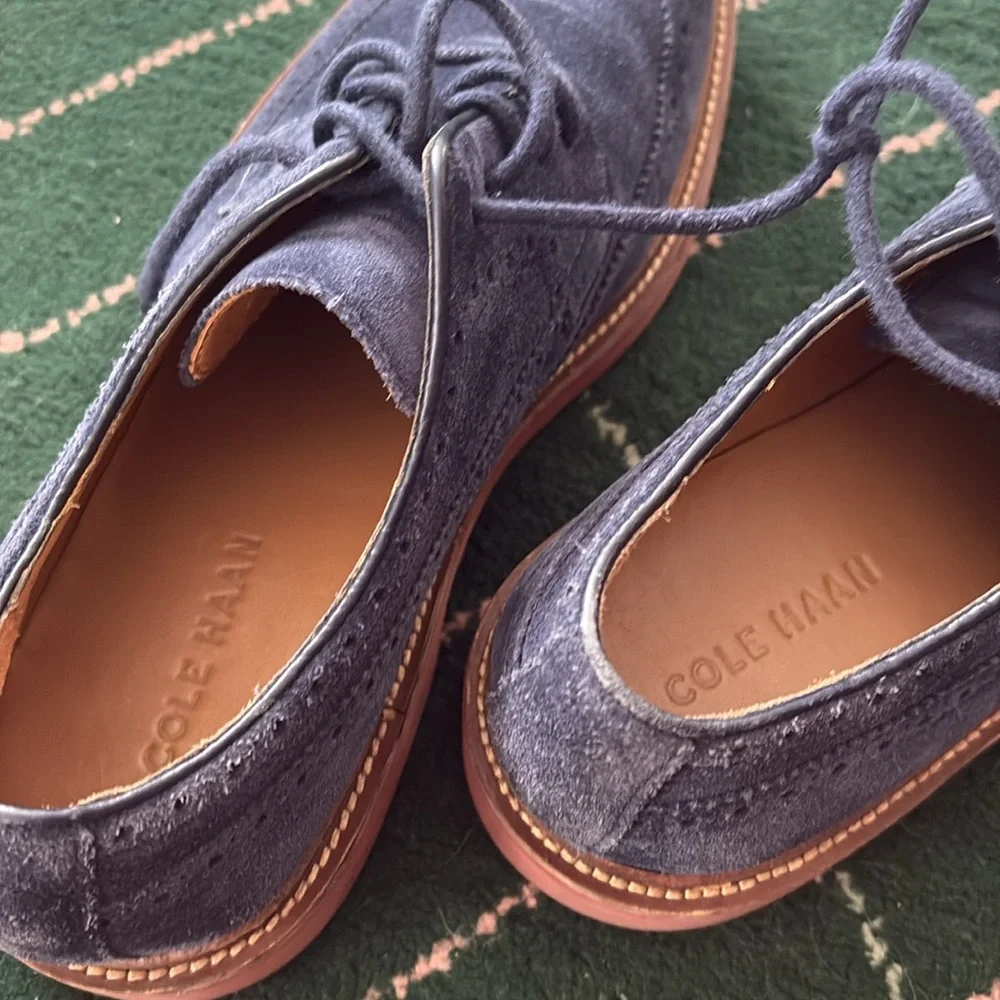 Cole Haan Blue Suede Wingtips